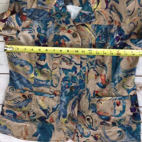 Chicos Additions Abstract Floral Print Jacket Sz 1 - Picture 8 of 8